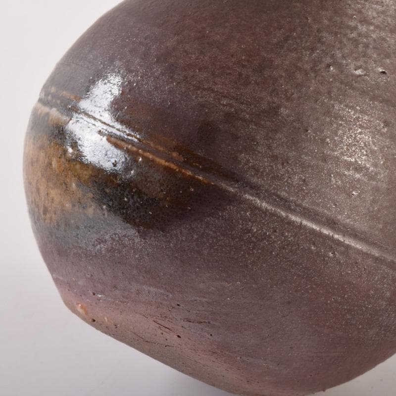 茶道具　備前焼　山本雄一造　茶入　仕覆付　共箱　V　7102