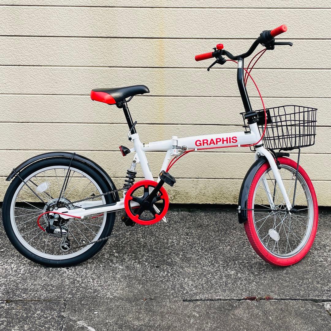 折り畳み自転車 GRAPHIS 20インチ リアサス シマノ6段変速 ミニベロ