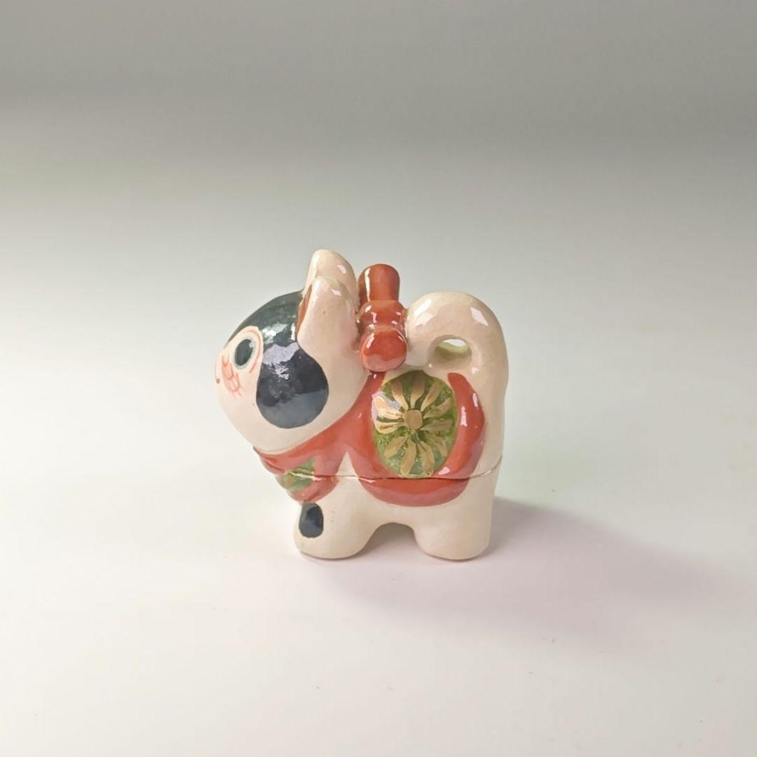 ウ317 香合『伊東桂楽造』『干支　はりこ　犬　香合　共箱』茶道具