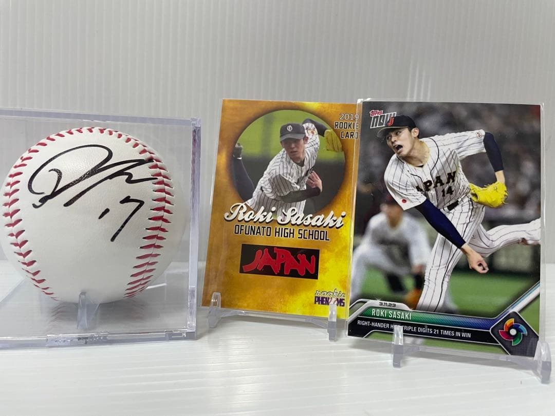 佐々木朗希 直筆サインボール＆カードセット