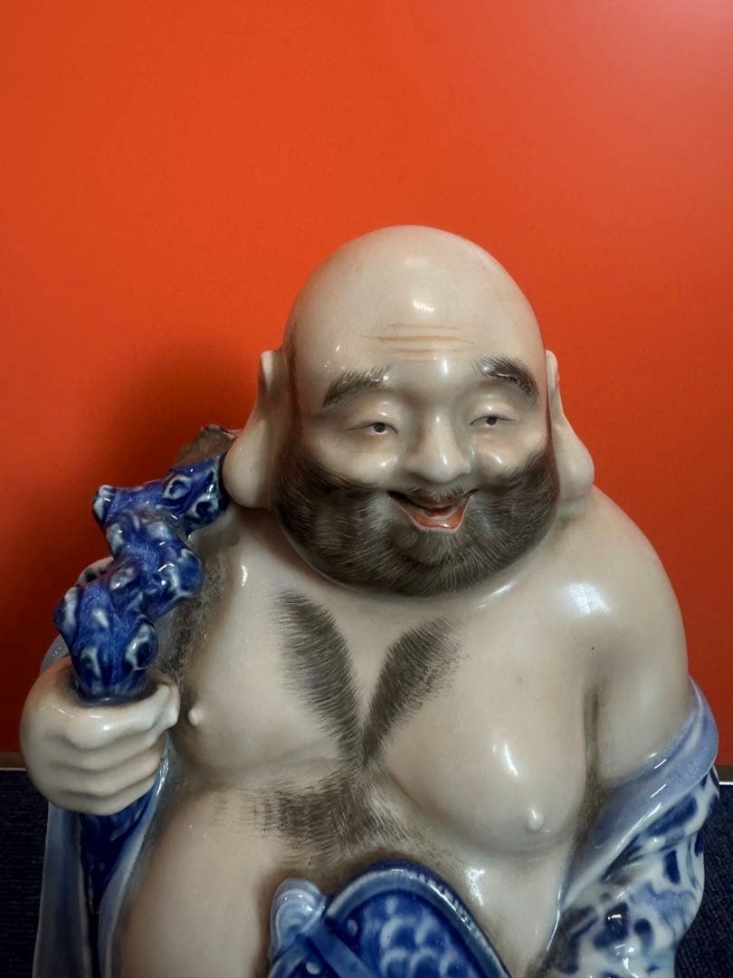 1957  九谷焼　唐草　布袋　七福神　置物