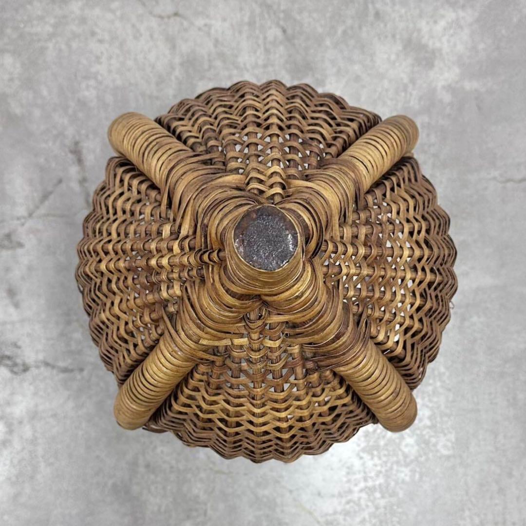 SNT539 アンティーク レトロ ビンテージ ラタンフロアスタンド　照明