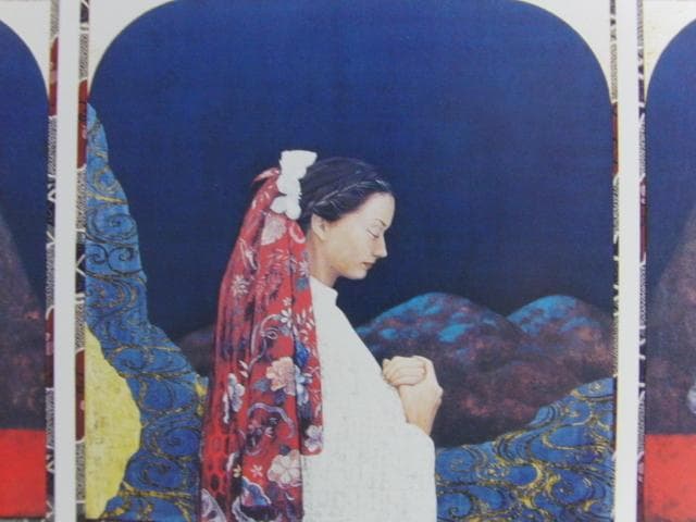 堀井聰　「玉兔」、希少画集より、状態良好、新品高級額装付