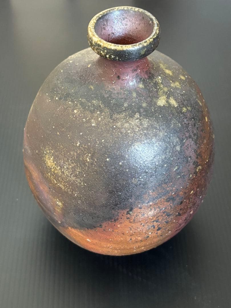 備前焼 扁壺　中居靖　木箱付き