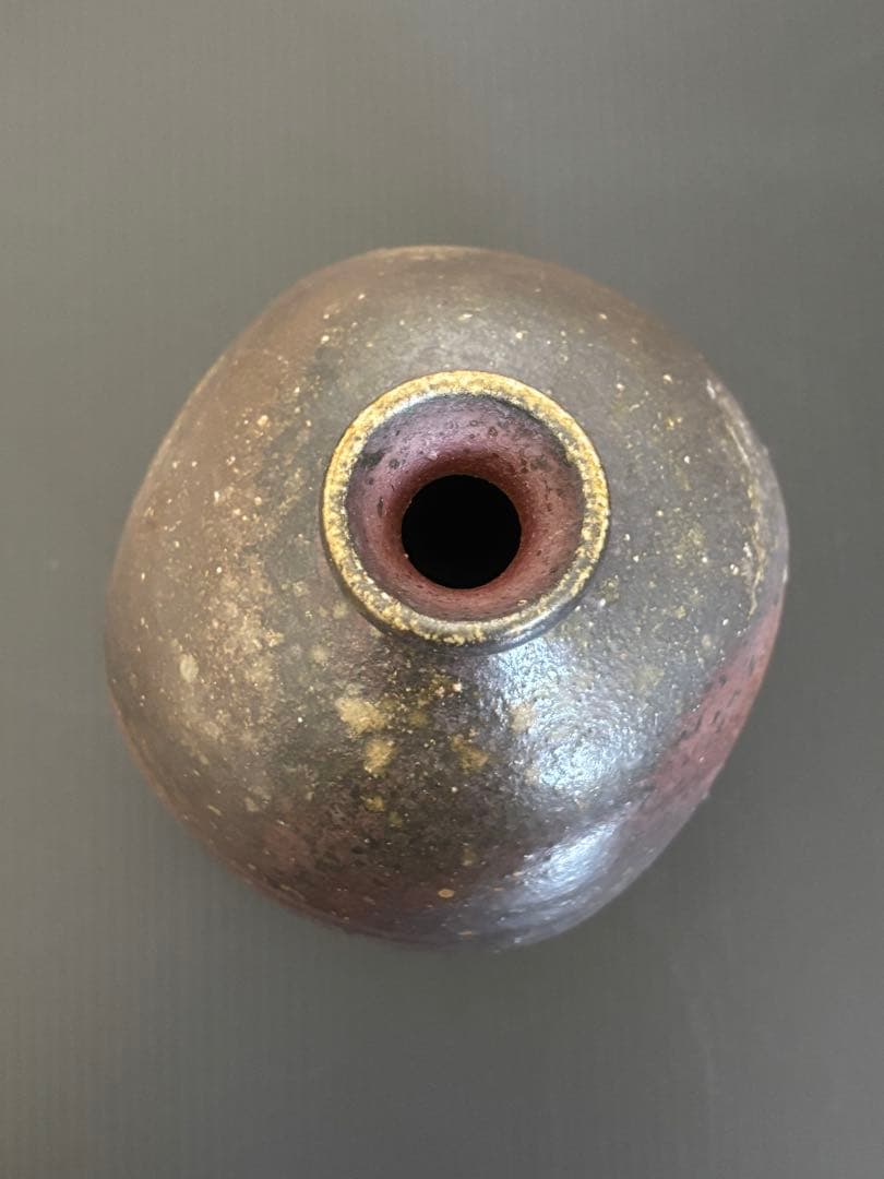 備前焼 扁壺　中居靖　木箱付き