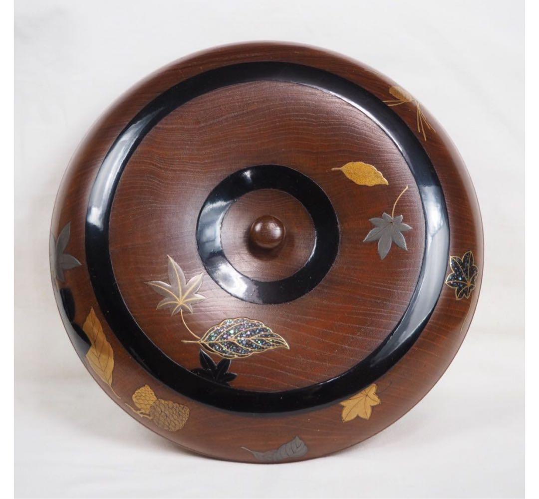 送料無料　時代物　高金蒔絵螺鈿菓子器/喰籠/蓋物　名工作品　秀逸作