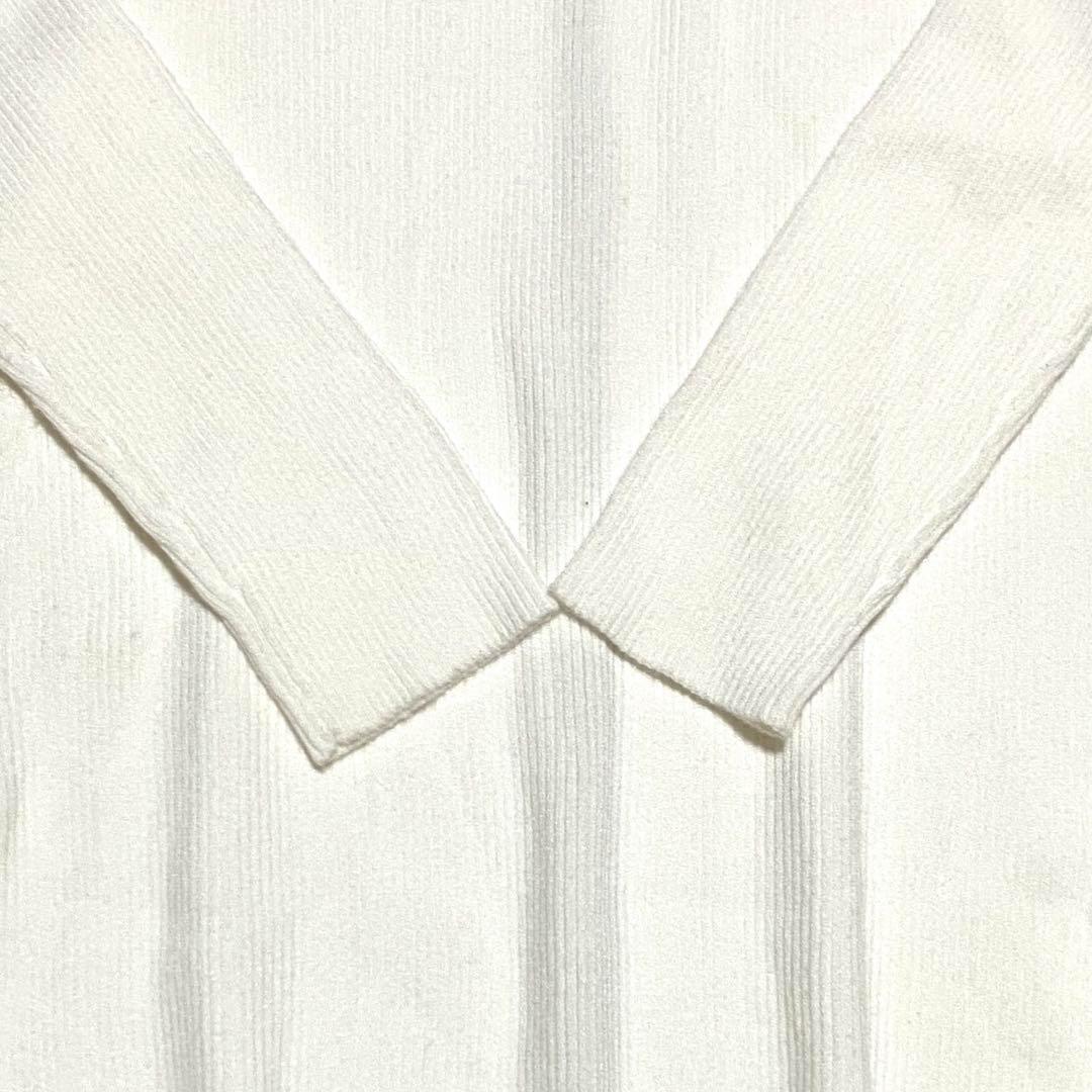 美品 CPG GOLF ハイネック フレア リブニット ワンピース ホワイト 2