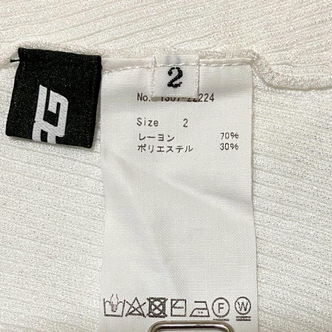 美品 CPG GOLF ハイネック フレア リブニット ワンピース ホワイト 2