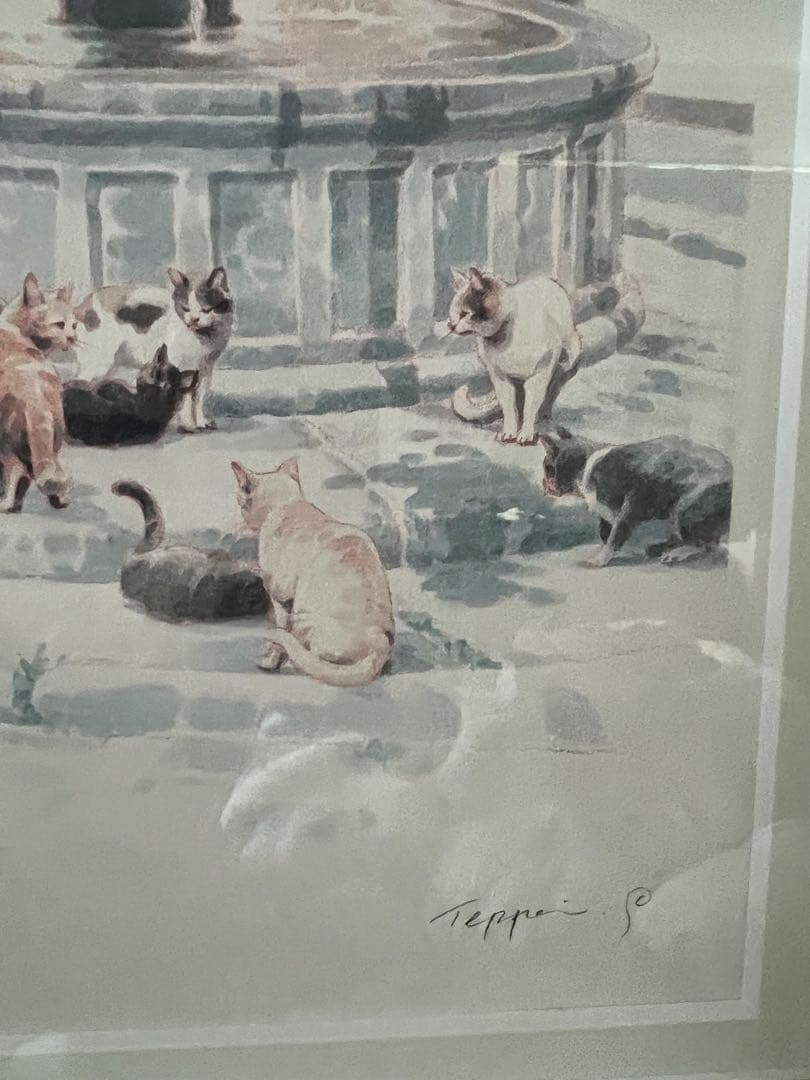 笹倉鉄平 「旧市街の猫たち」シルクスクリーン