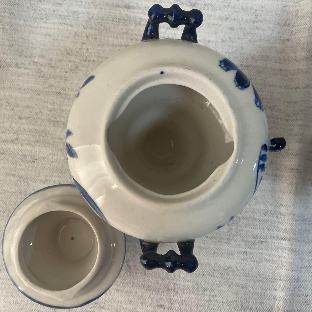 【値下げ】ロシア　グジェリ焼き　陶器 サモワール　ティーポット　ブルー　ペア