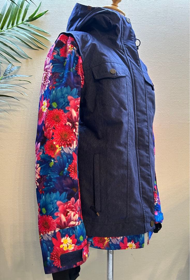 極美品ROXYロキシー蜷川実花コラボ限定デニム花柄Sフラワー紺ピンクネイビー