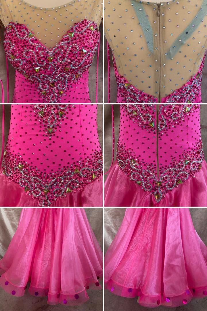 社交ダンス　ラテンダンス　ドレス衣装　ロング　ピンク　S1119