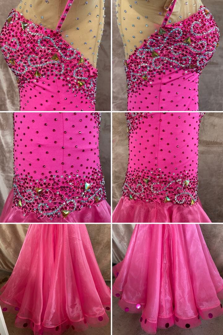 社交ダンス　ラテンダンス　ドレス衣装　ロング　ピンク　S1119