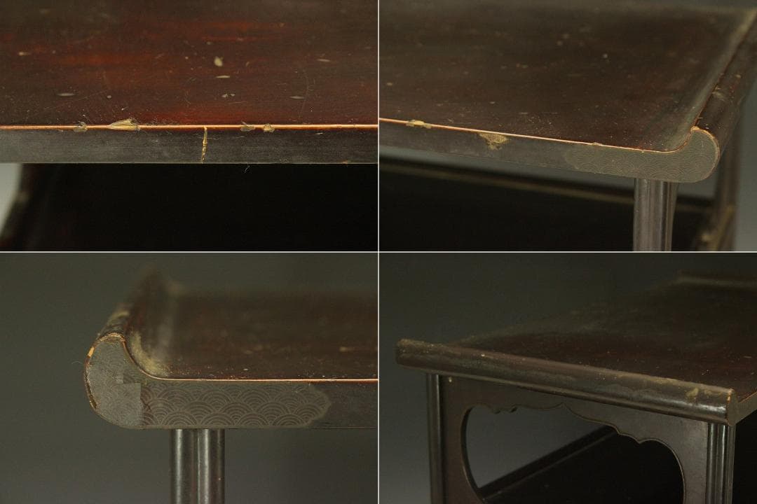 茶道具 楼閣山水人物蒔絵 時代 器局 煎茶 棚(A262)