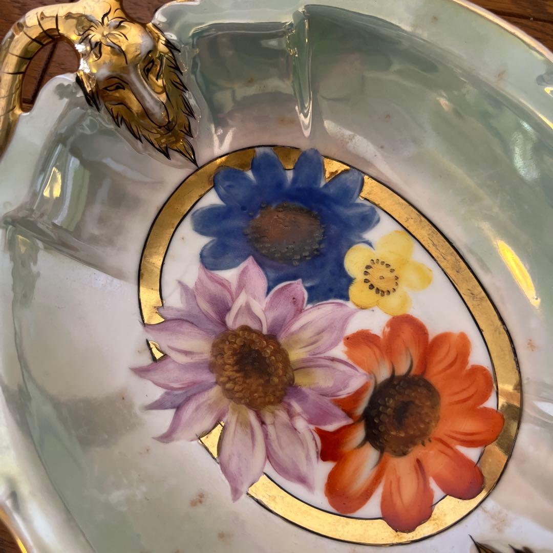 最終処超レアオールドノリタケ山羊持ち手フィギュア変形ボウルラスターM JAPAN