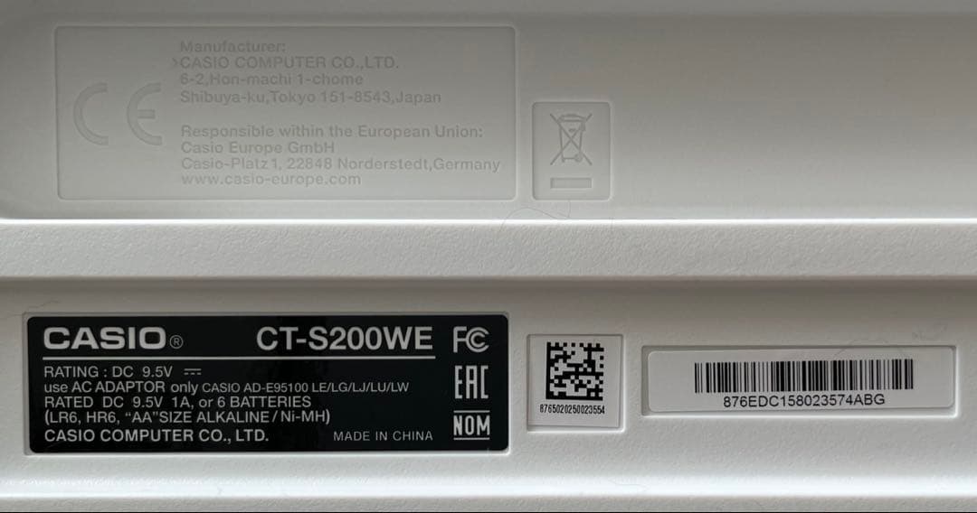 CASIO キーボード CT-S200 WE カシオトーン Casiotone