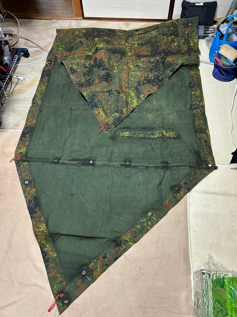 【特別仕様】ドイツ軍幕フレックターンカモ パップテント&専用フレームポール&かや
