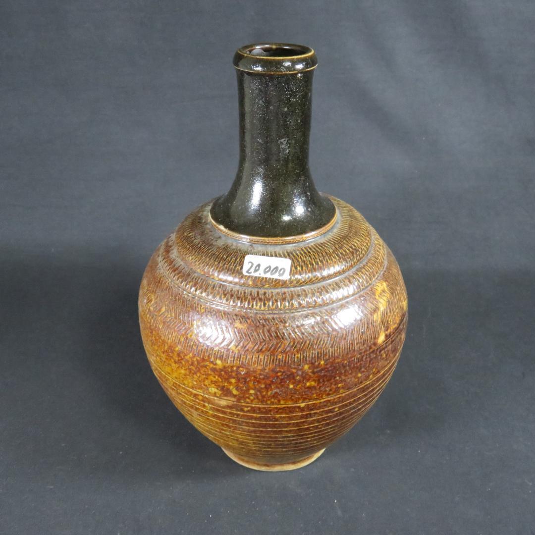 相馬 壺 徳利 花器 一輪挿し 民藝 飾り壺 時代物 鉄釉 とび鉋 希少