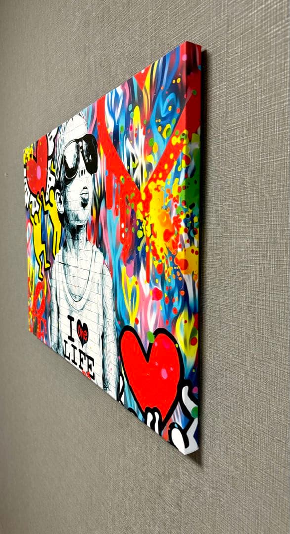 No.197木枠付きキャンバスアート　バスキア　BANKSY アートポスター