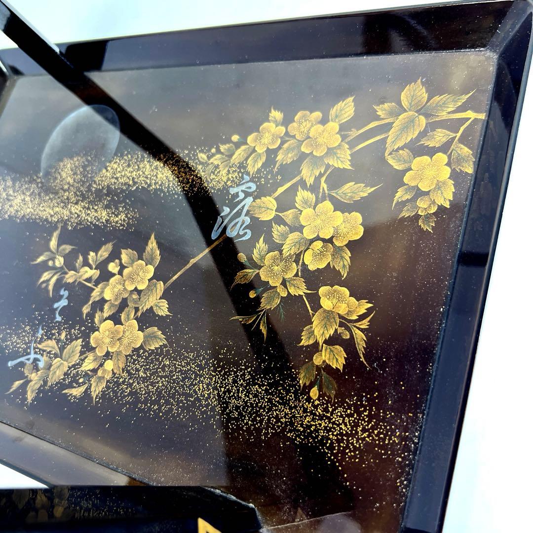 研出蒔絵　手付盆　木箱付　幅29㎝　東Y7-0516③トヒコ