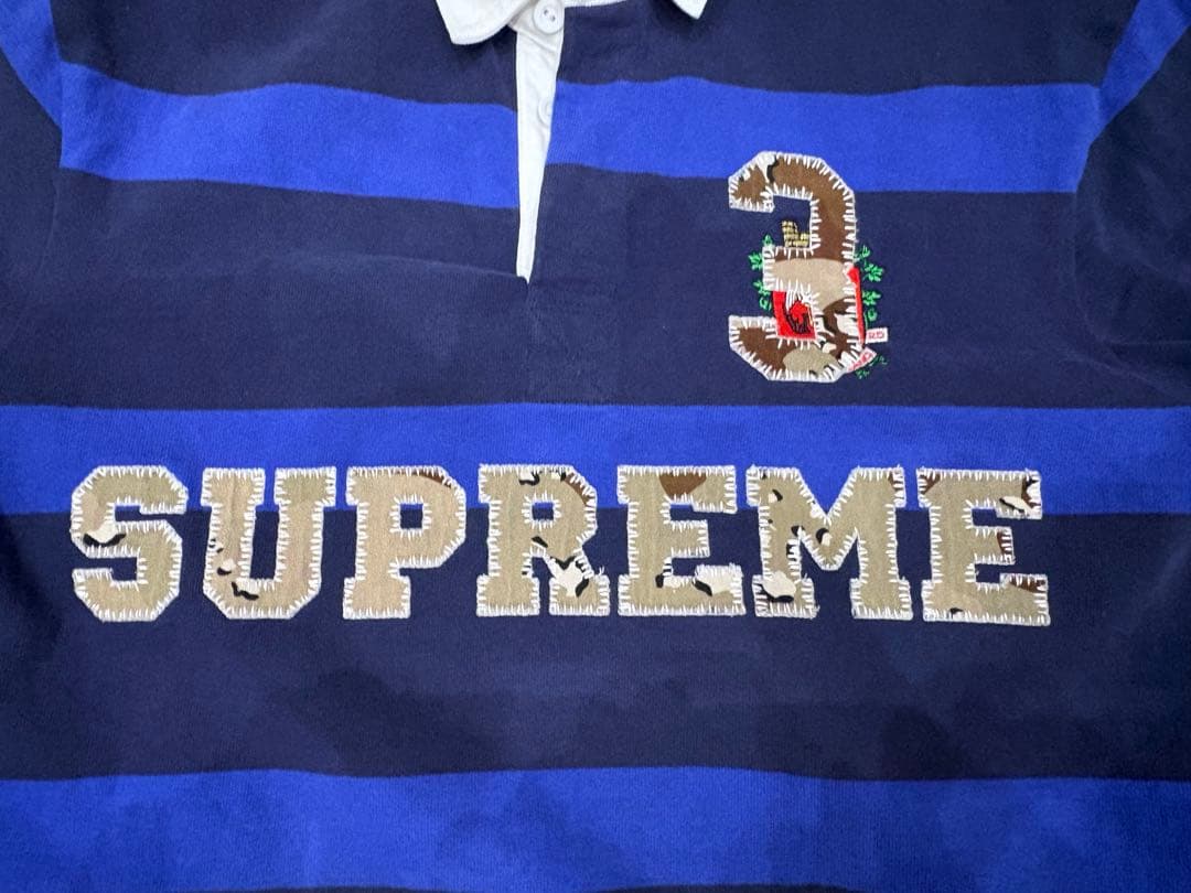 Supreme stripe rugby NAVY tigさん着用