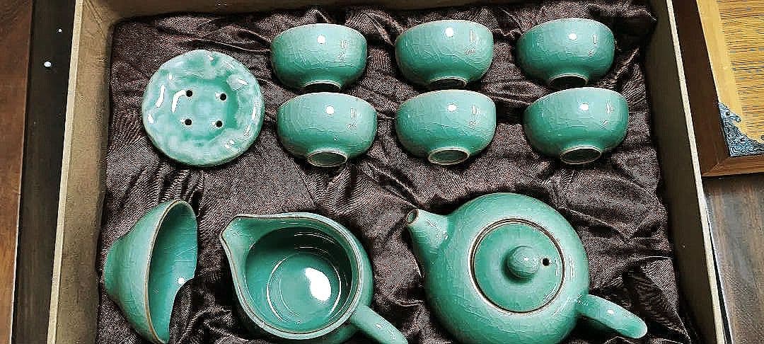 #龍泉青磁茶器 10件セット#世界文化遺産 韓美林