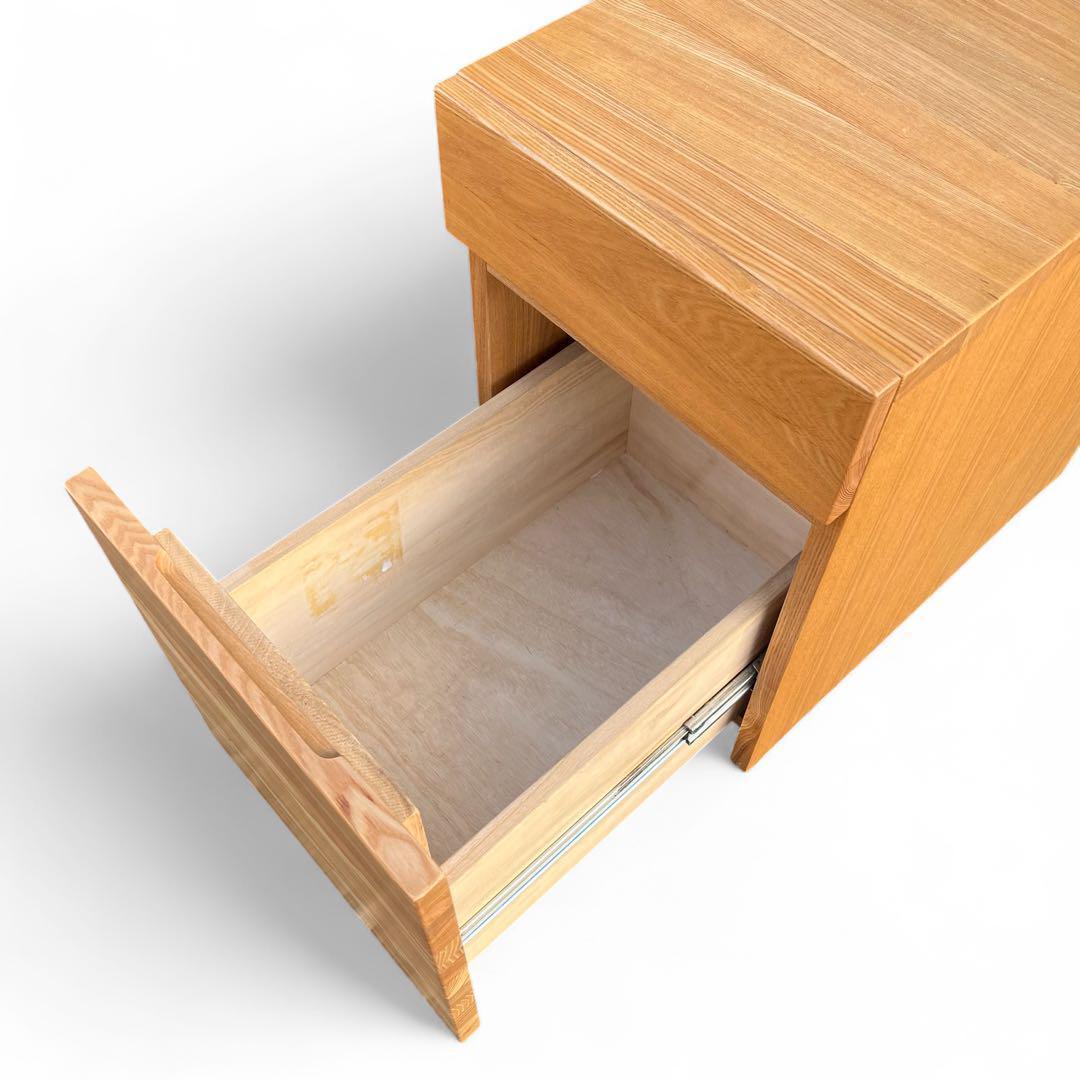 天然木 無垢材 デスクキャビネット オーク材 キャスター付き