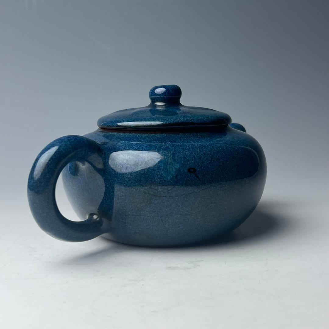 優美 唐物 海鼠釉水注 葛明祥製 款 中国美術 古玩 煎茶道具 急須