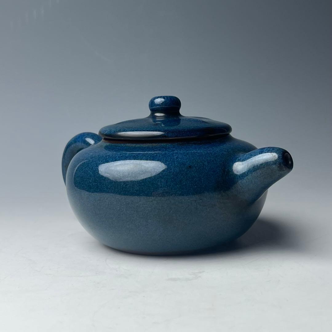 優美 唐物 海鼠釉水注 葛明祥製 款 中国美術 古玩 煎茶道具 急須