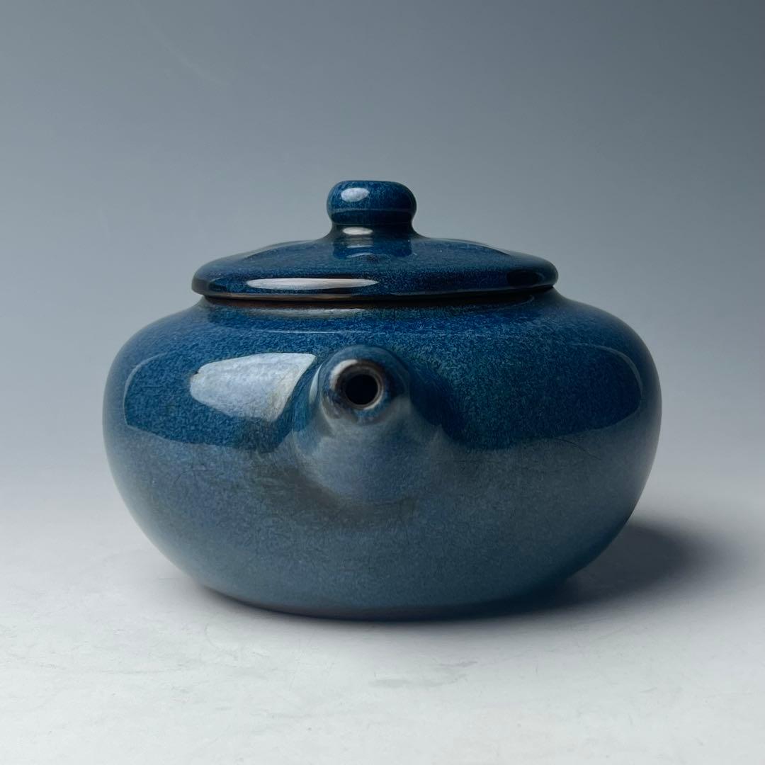 優美 唐物 海鼠釉水注 葛明祥製 款 中国美術 古玩 煎茶道具 急須