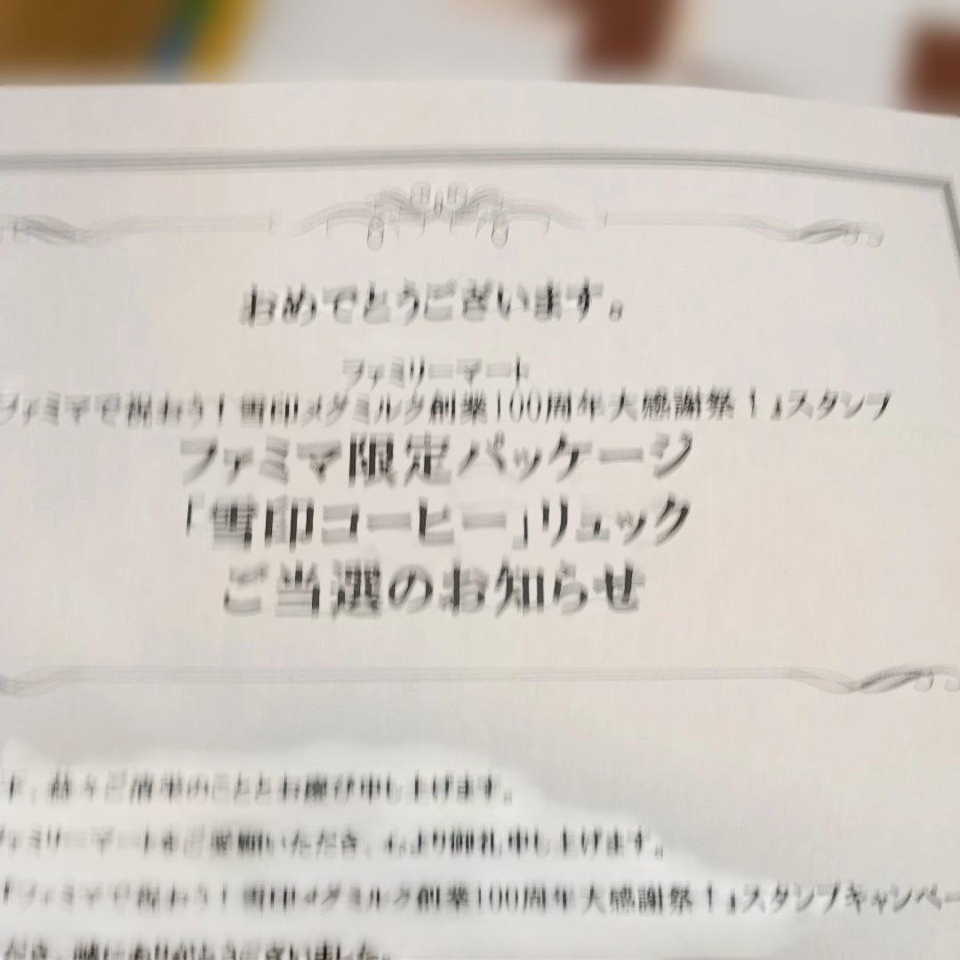 ファミリーマート　雪印コーヒーリュックサック