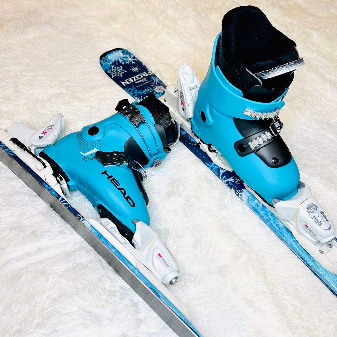 【美品】ロシニョール アナ雪 エルサ 子供用スキー板 110cm ビンディング付