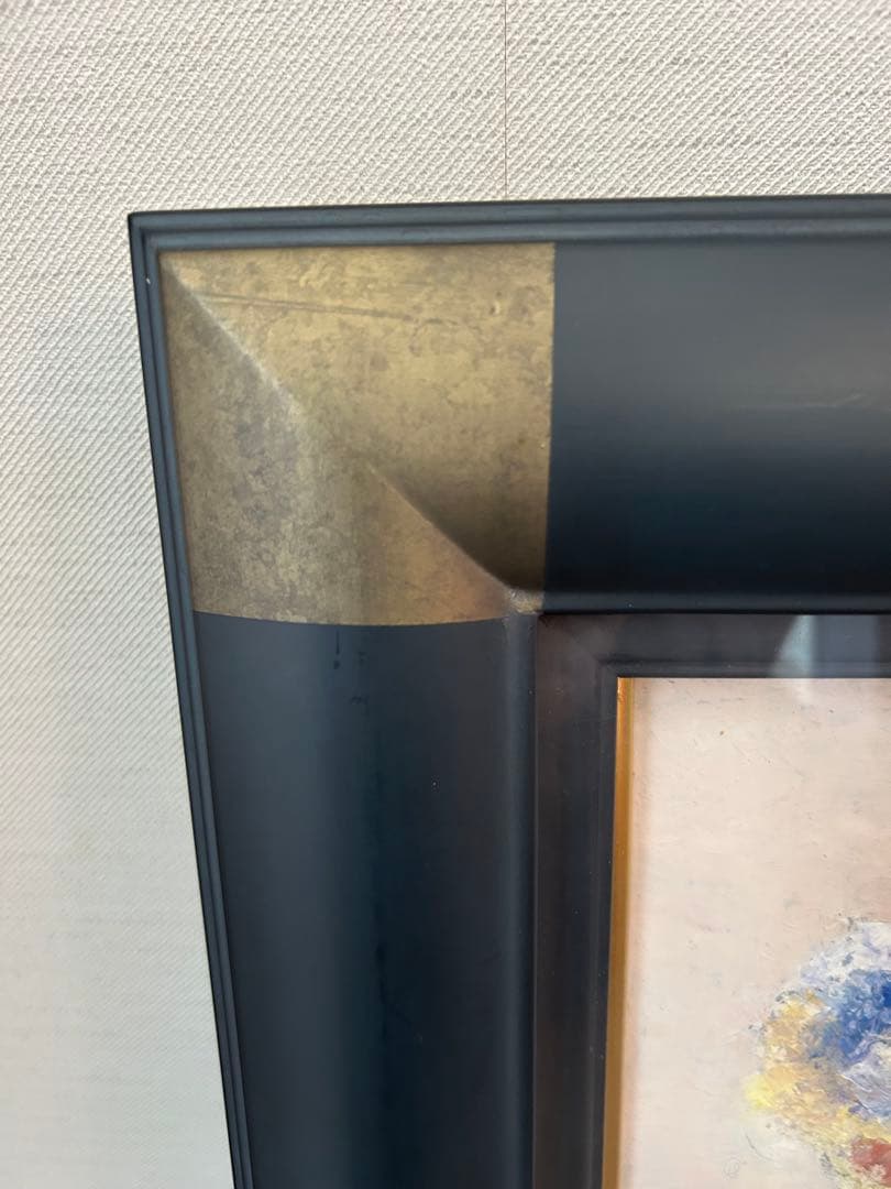 油彩画 辻みつ子「花瓶に生けた花」