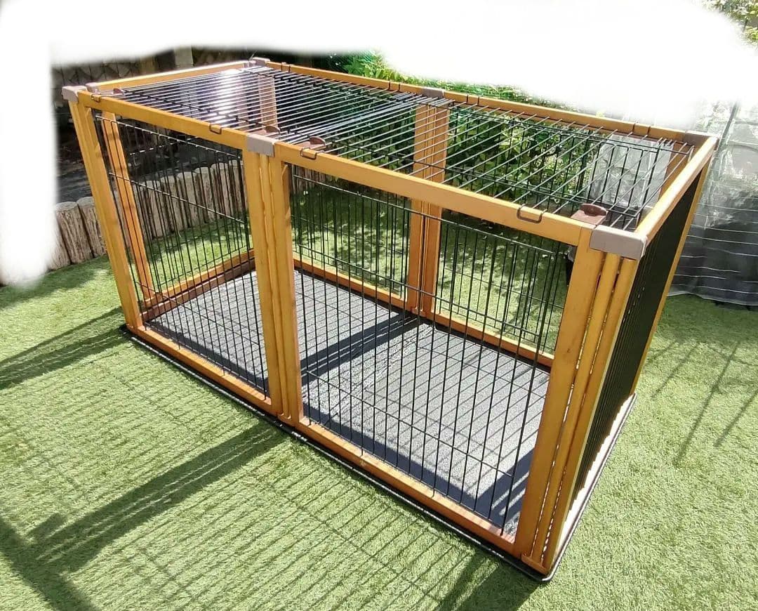 リッチェル 木製3WAYサークル 6面 高さ90cm、天井柵・床トレー付