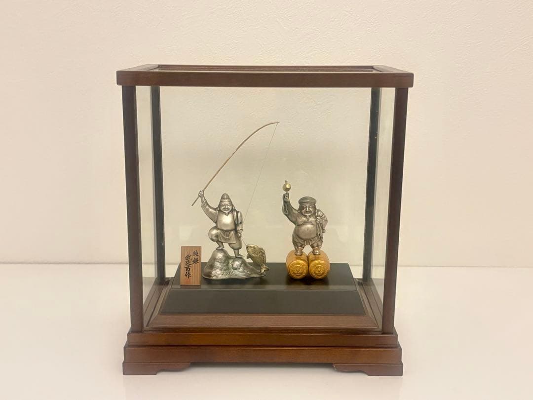 純銀製　恵比寿　大黒　置物　武比古作　ケース付