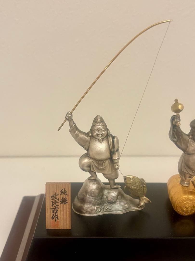 純銀製　恵比寿　大黒　置物　武比古作　ケース付