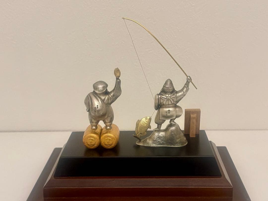 純銀製　恵比寿　大黒　置物　武比古作　ケース付