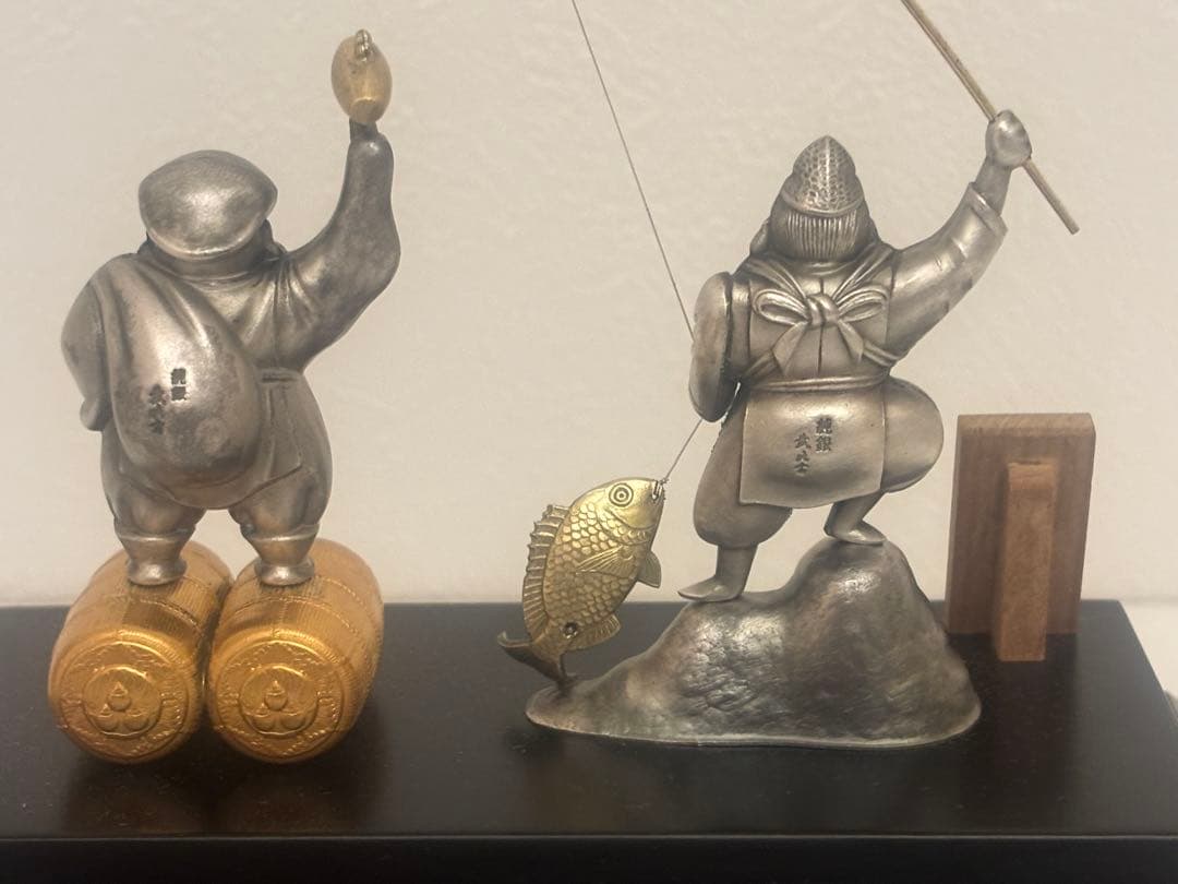 純銀製　恵比寿　大黒　置物　武比古作　ケース付