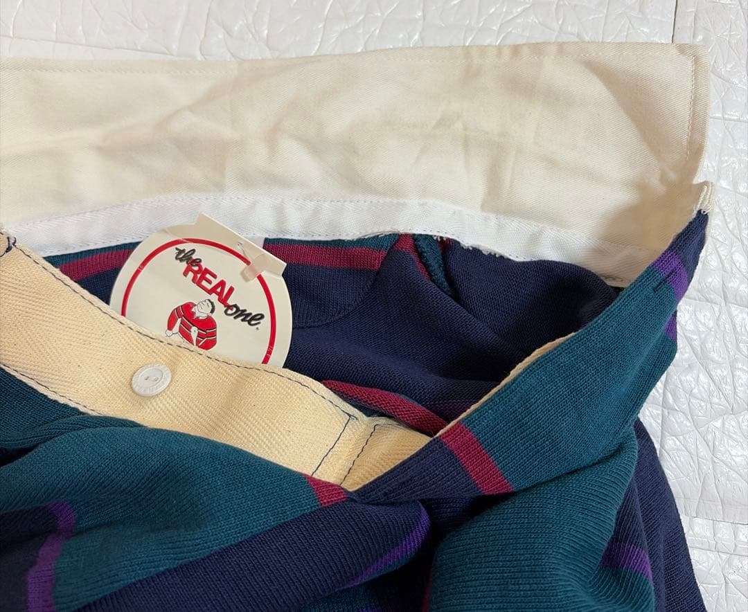 希少2XLT 90s BARBARIAN 厚手ラガーシャツ ボーダー 刺繍ロゴ