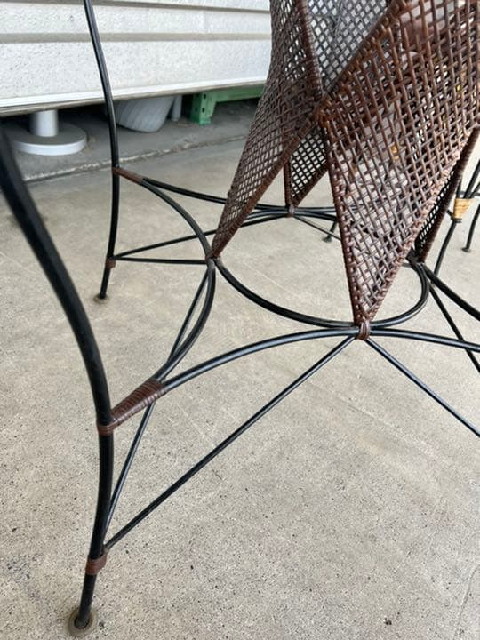 アジアン家具 ガラス丸テーブル ガーデンアイアンテーブル チェアセット