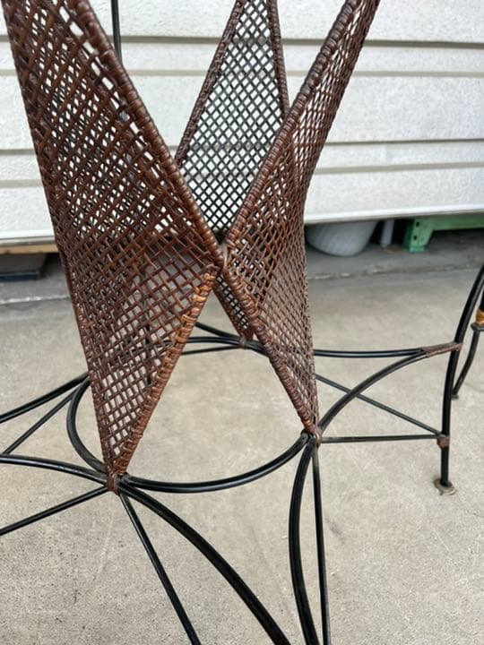 アジアン家具 ガラス丸テーブル ガーデンアイアンテーブル チェアセット