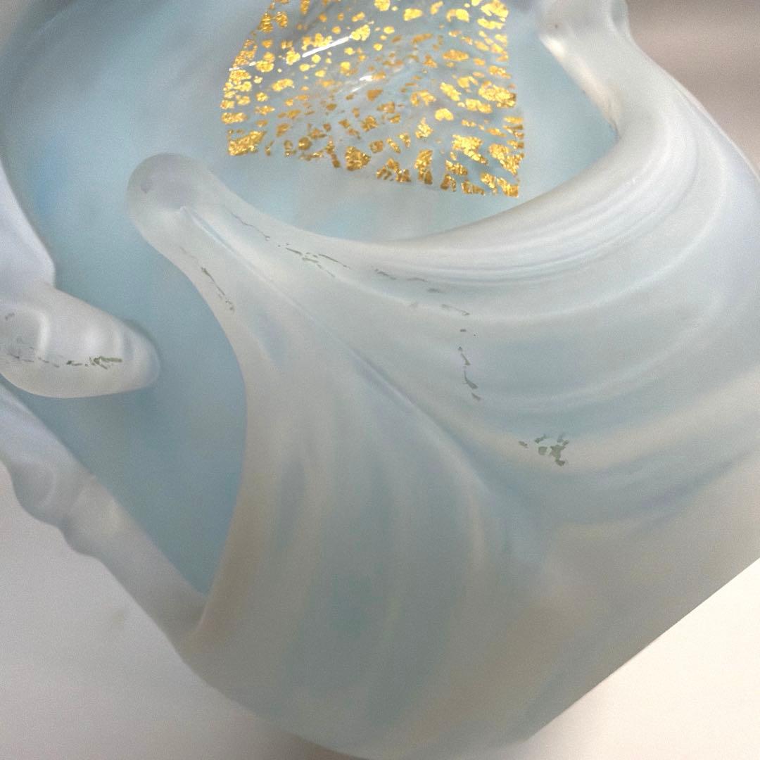 藤田喬平 手吹硝子 金箔入 オブジェ　花瓶 灰皿