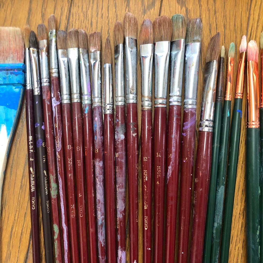 名村油彩筆25本ラファエル・レンブラント・刷毛【34本セット】オイル3本セット