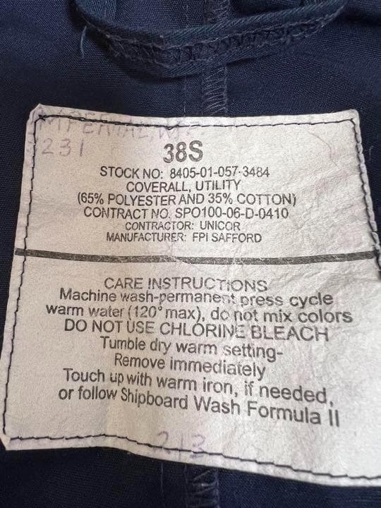 米軍 実物 ユーティリティ カバーオール 紺