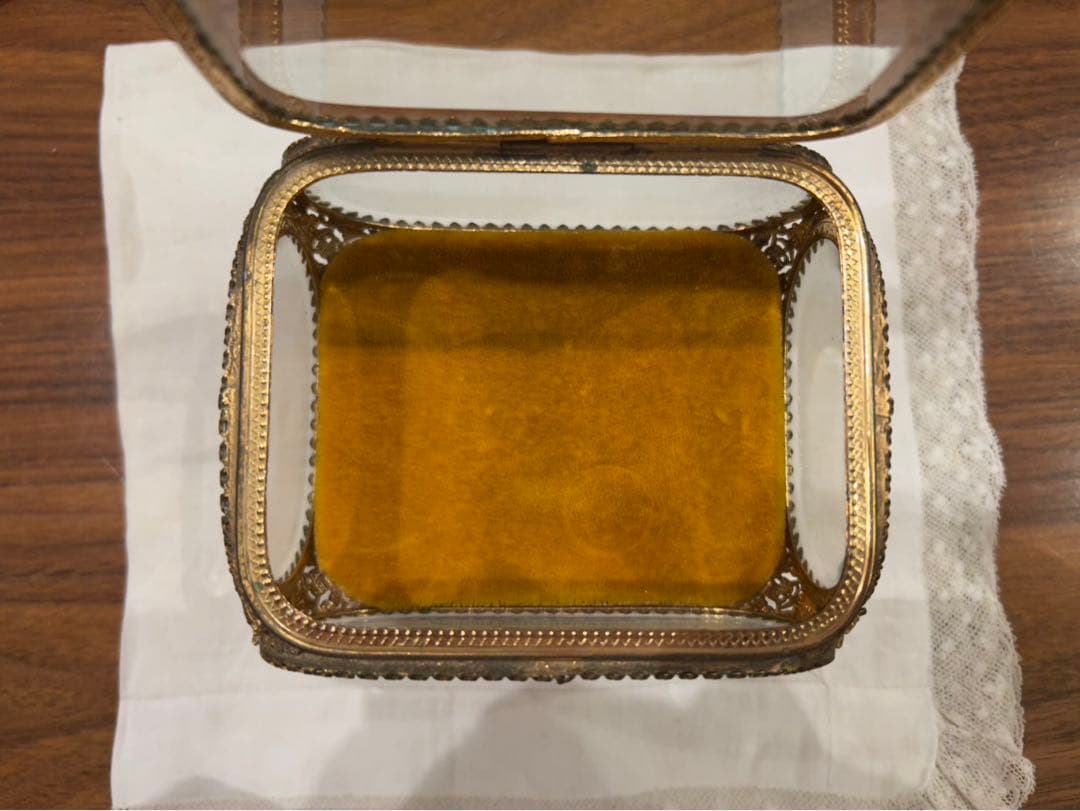 フランス　アンティーク オルモル　ジュエリーケース　ベベルガラス　美品