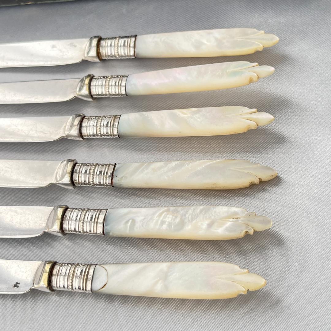 【英国】【白蝶貝】ティーナイフ 6本 専用ケース アフタヌーンティー