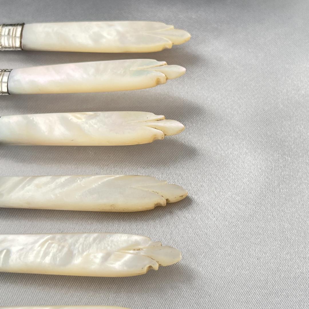 【英国】【白蝶貝】ティーナイフ 6本 専用ケース アフタヌーンティー