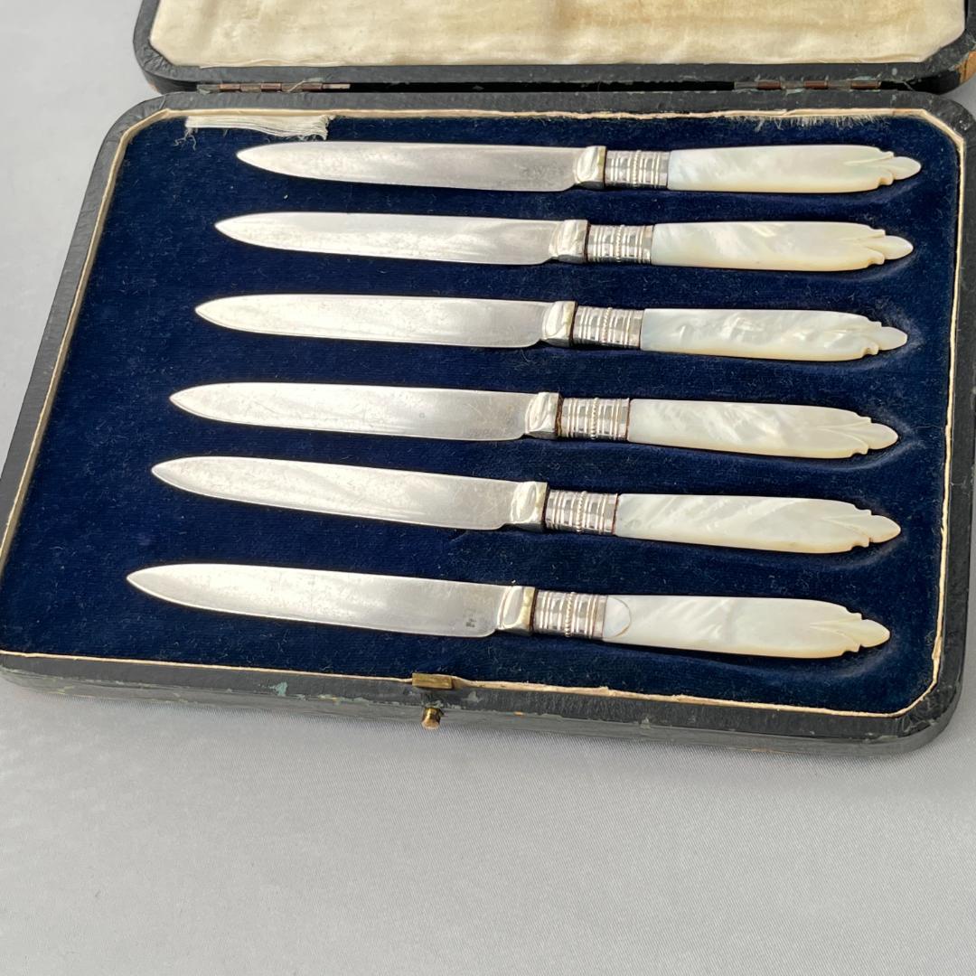 【英国】【白蝶貝】ティーナイフ 6本 専用ケース アフタヌーンティー