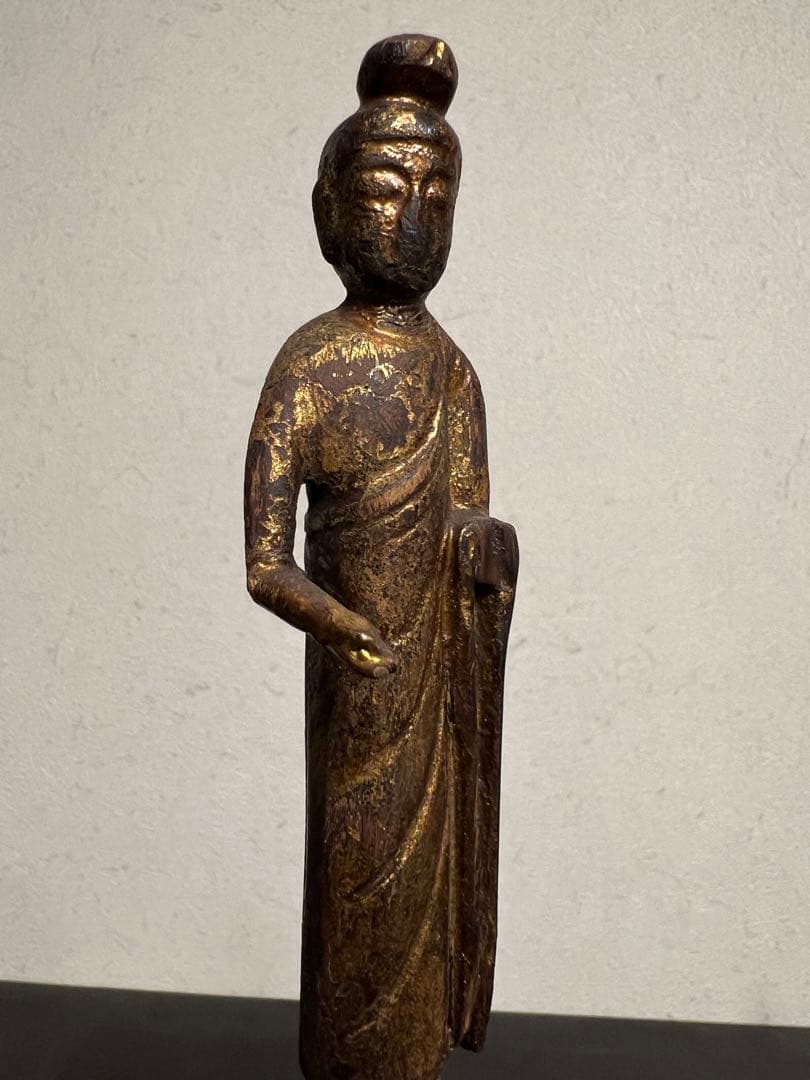 中国 逸品 釈迦如来立像 金箔 金彩 木彫 一木造 仏像 仏教美術 骨董 古美術