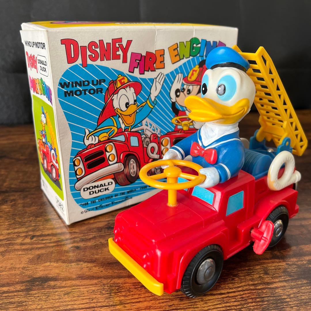 増田屋 レトロ ディズニー ドナルドダック 消防車 ゼンマイ